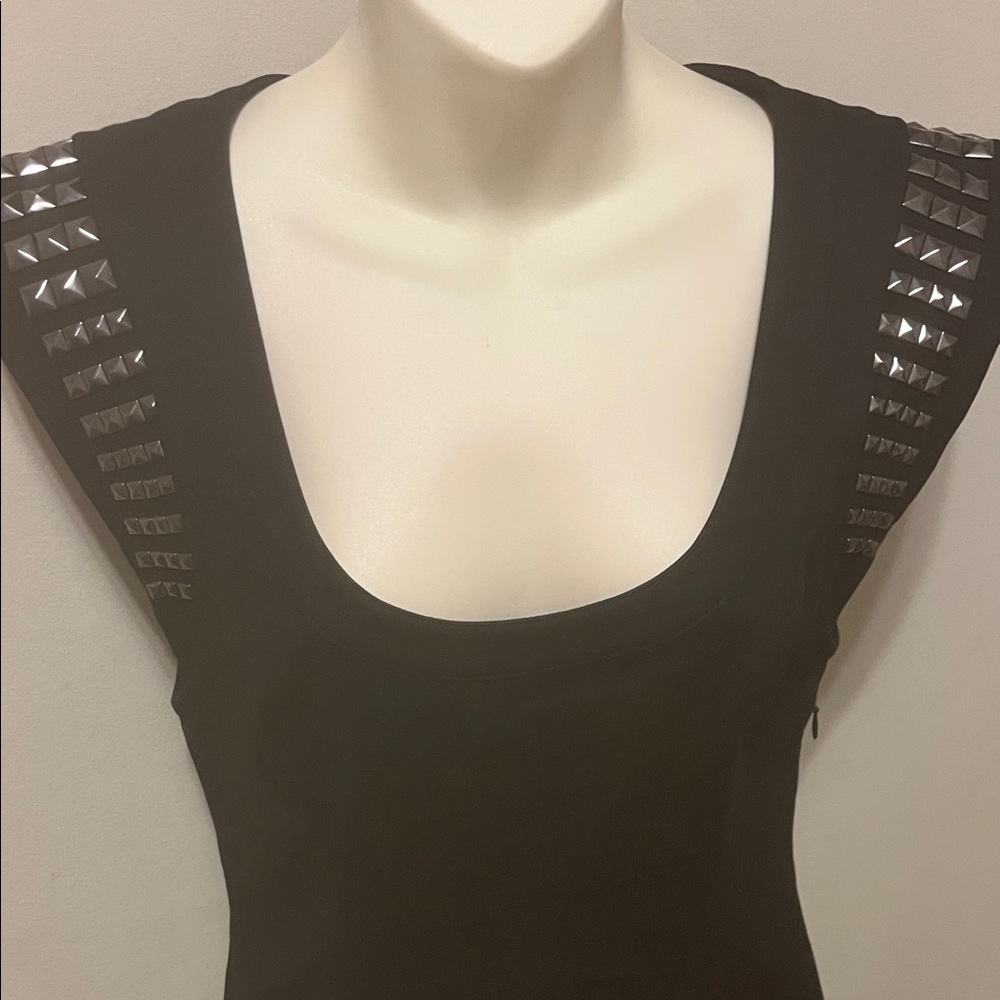 Mackage Black Studded Mini Dress Deep Scoop Neck - Picture 2 of 16